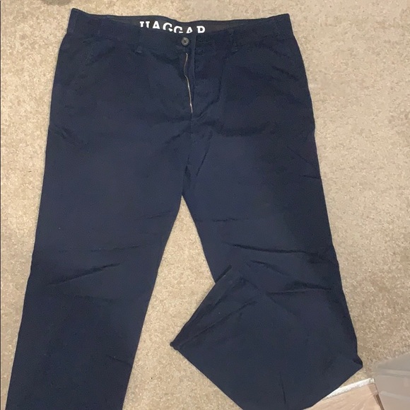 Haggars Dark blue slim fit pants - Picture 1 of 2